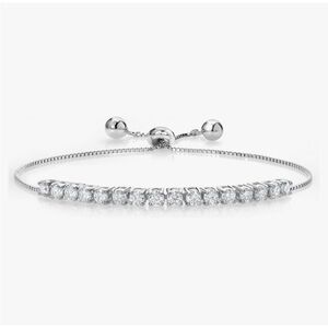 Genuine 1.6 Carat Diamond Tennis Bracelet ~ Dainty Bolo Box Chain Slider Beads
